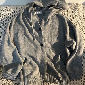 MISSLOOK Gray Button-Up Hooded Cardigan